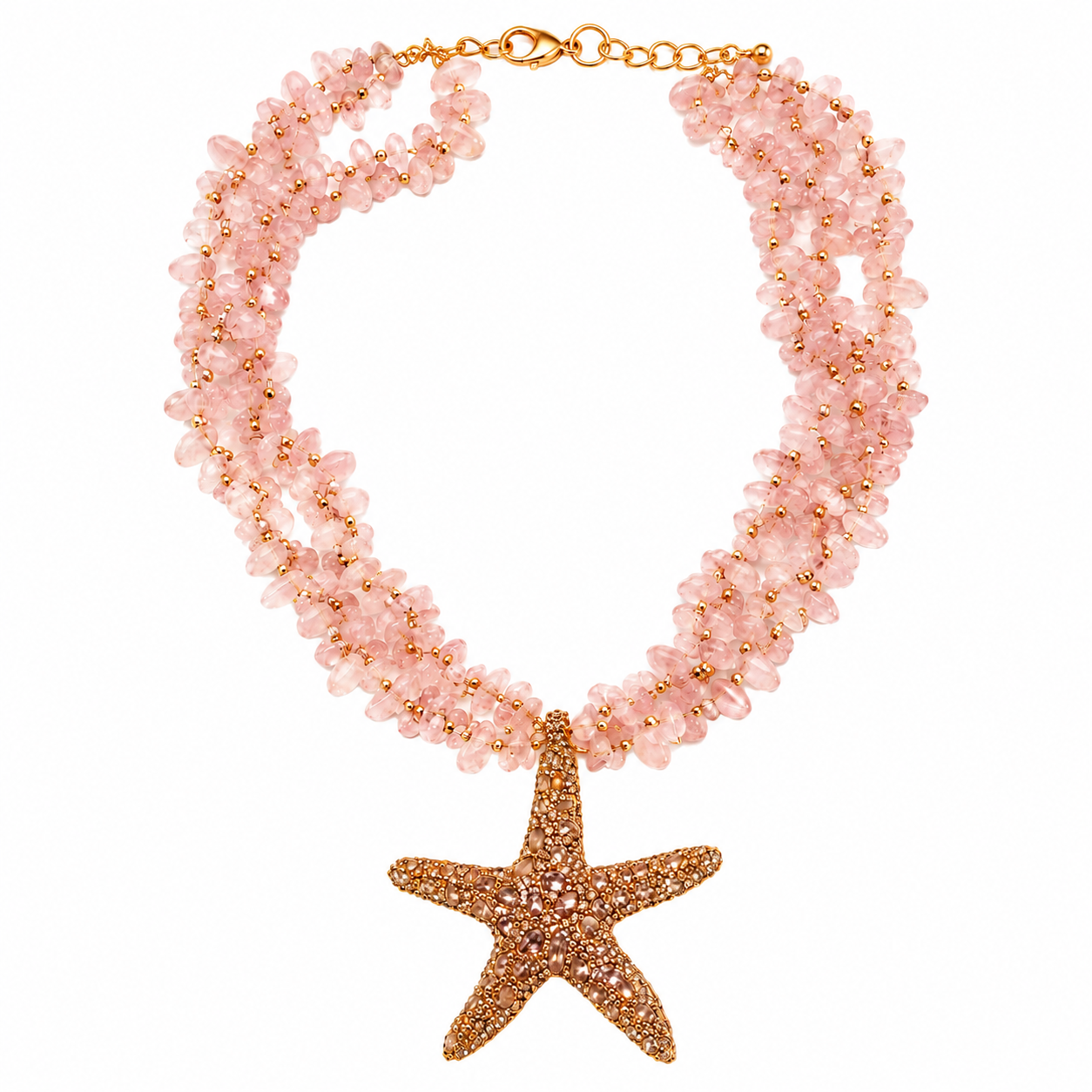 STARFISH Pink Quartz Necklace with Endornment
