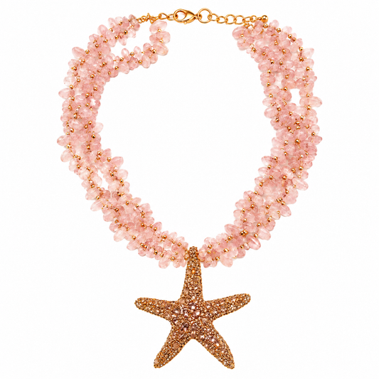 STARFISH Pink Quartz Necklace with Endornment