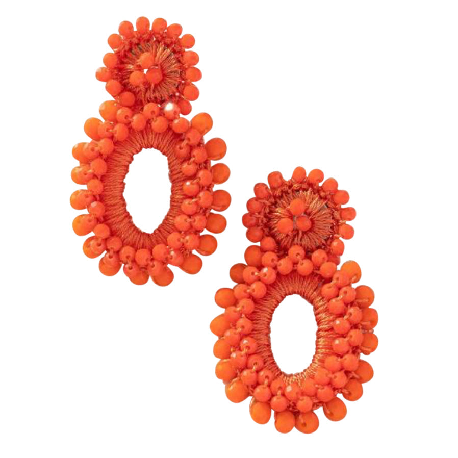 Belle Tangerine Beaded Statement Earrings *Early-Sept*