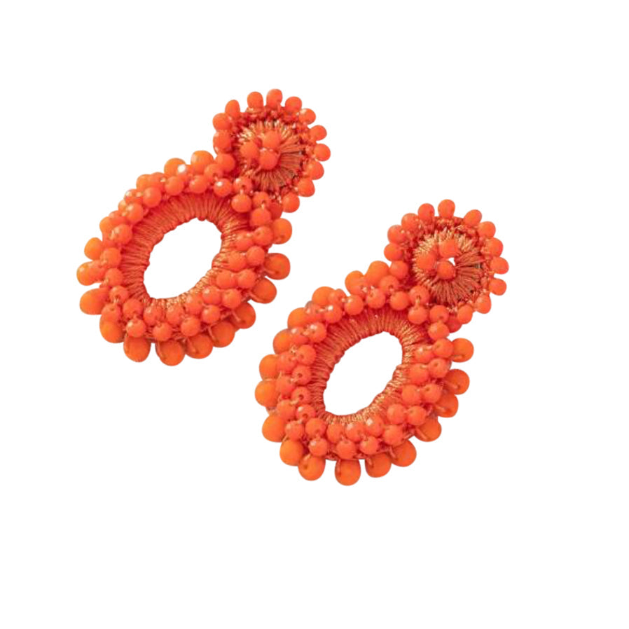 Belle Tangerine Beaded Statement Earrings *Early-Sept*