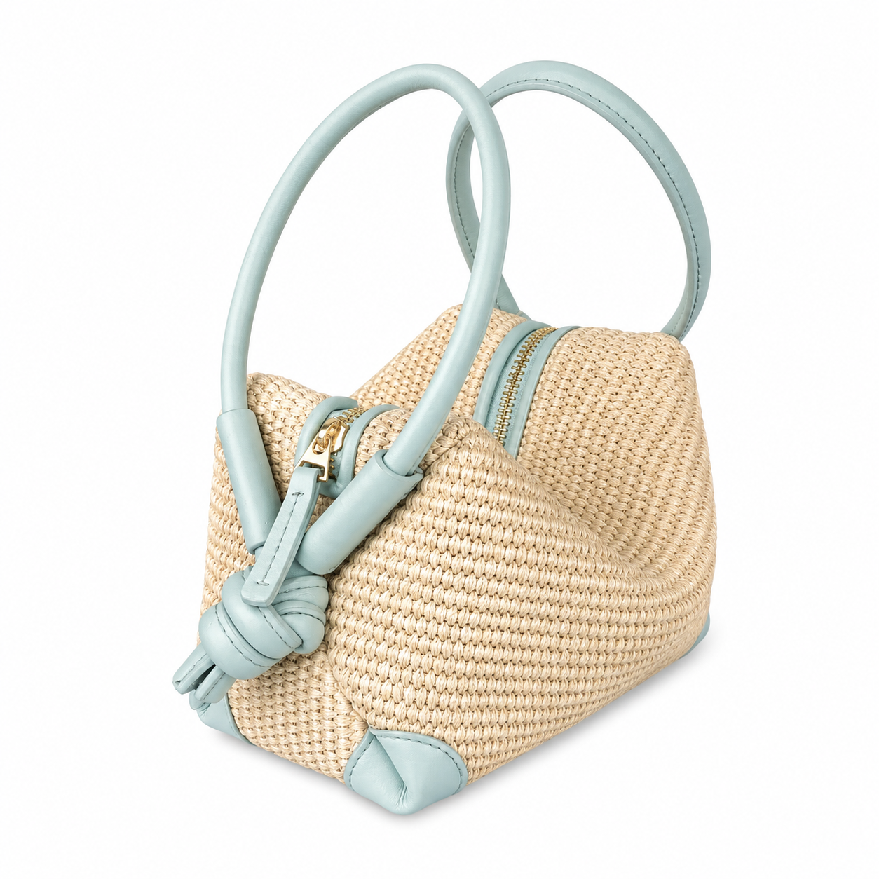 TAYLOR, Raffia Multi-Way Bag in Sky Blue