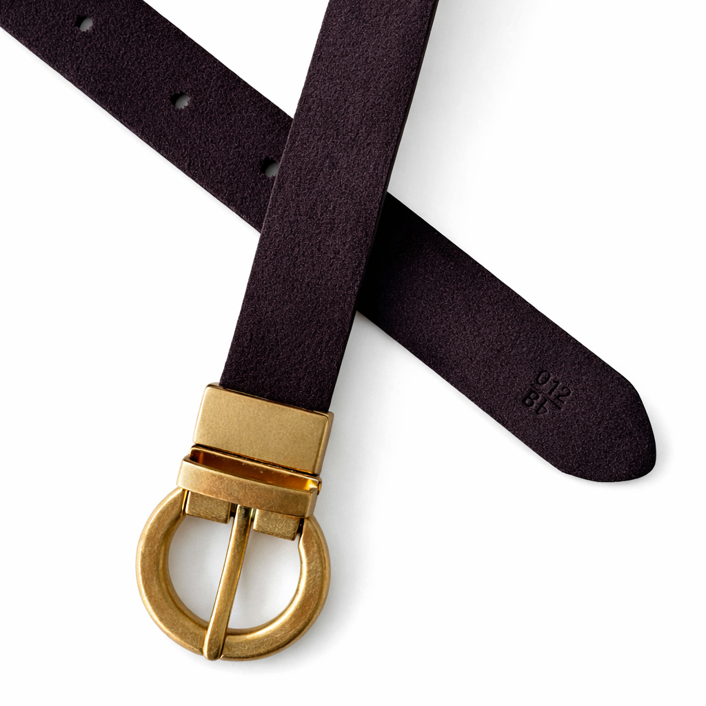 VICTORIA Suede Jeans Belt in Choc / Tan Suede