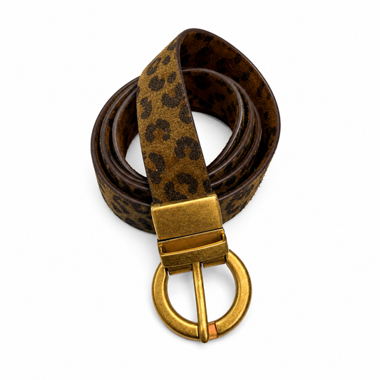 VICTORIA Suede Jeans Belt in Tan / Olive Leopard *EARLY-JULY*