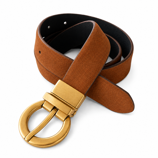 VICTORIA Suede Jeans Belt in Black / Tan Suede