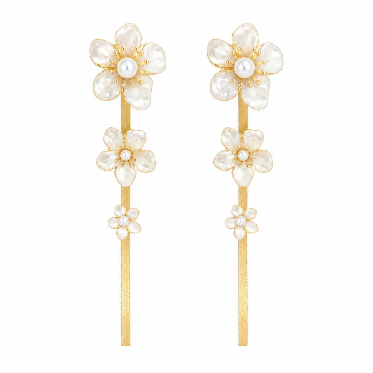 WILLOW Statement Floral Gold Chain Earrings *Early-Sept*