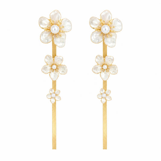 WILLOW Statement Floral Gold Chain Earrings *Early-Sept*