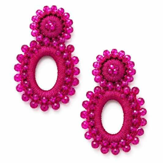 Belle Fuchsia Beaded Statement Earrings *Early-Sept*
