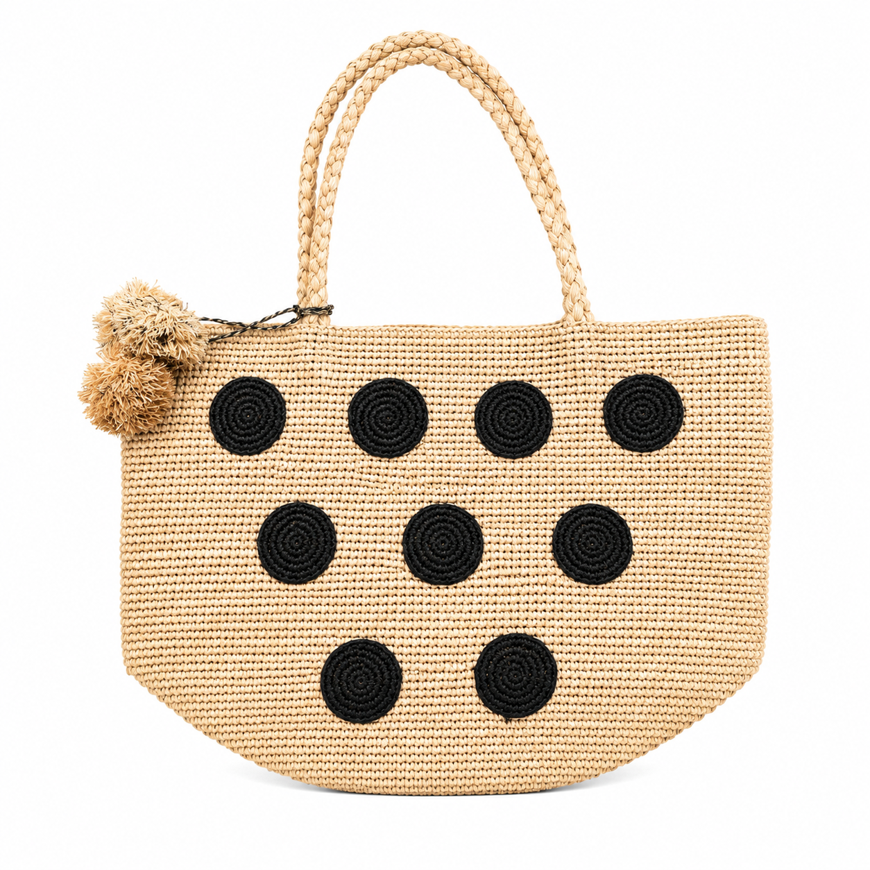 RAFFIA TOTE BAG, Polka Dot